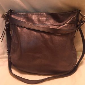 COACH pewter leather shoulder/crossbody bag